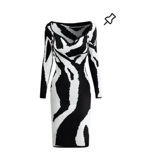 Elegant Monochrome Long Sleeve Dress